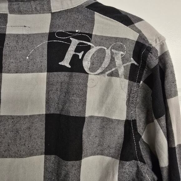 Women's Y2K Fox Black & Gray Flannel Snap Front Long Sleeve Top | Size XS - Picture 8 of 11